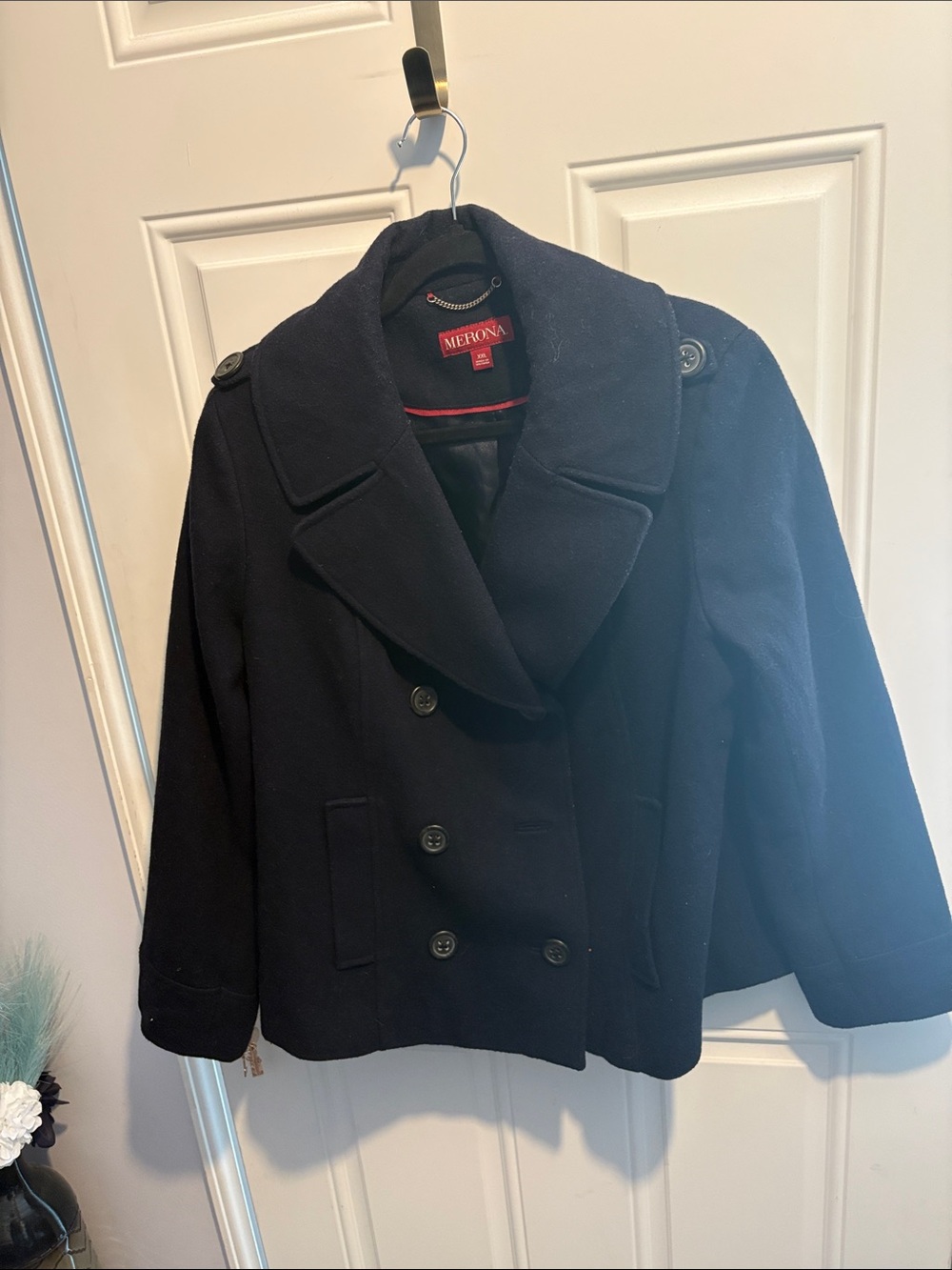Merona Dark Navy Double-Breasted Peacoat with Wide Collar